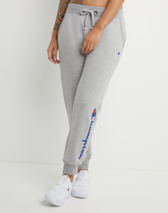 Champion Womens Joggers NZ - Powerblend Fleece Script Logo Grey ( 5426-TGVHR )